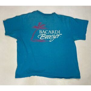 VINTAGE Bacardi Breezer Graphic T-shirt Men XL Blue 90s Single Stitch